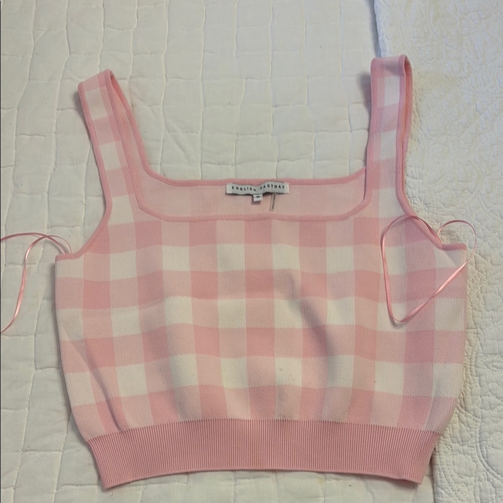 Pink and White Checkered Crop Top